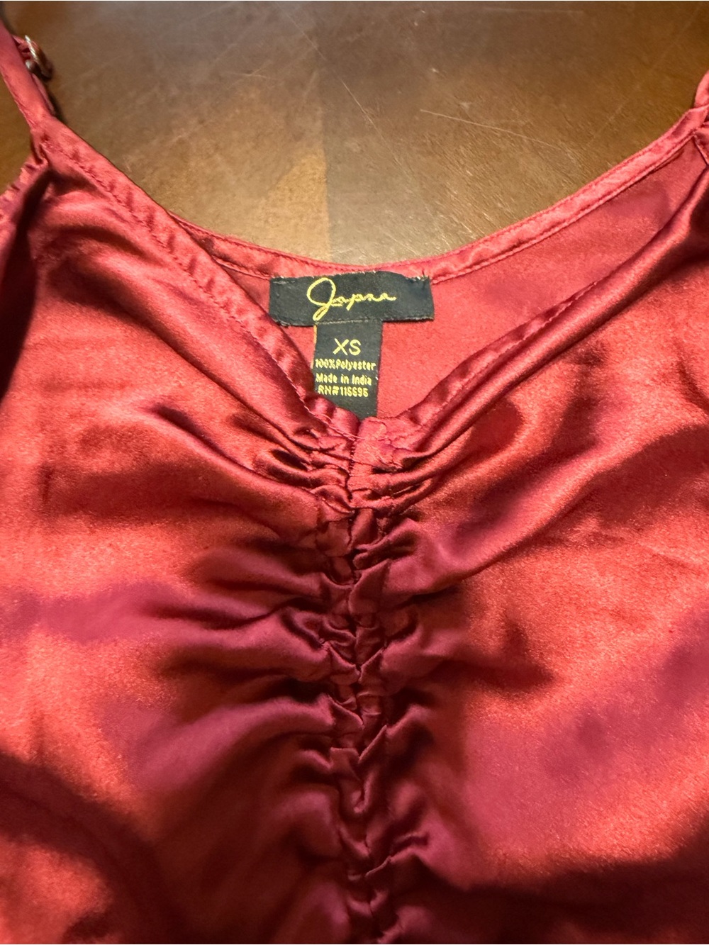 Japna Satin Ruched Cami - Wine Red